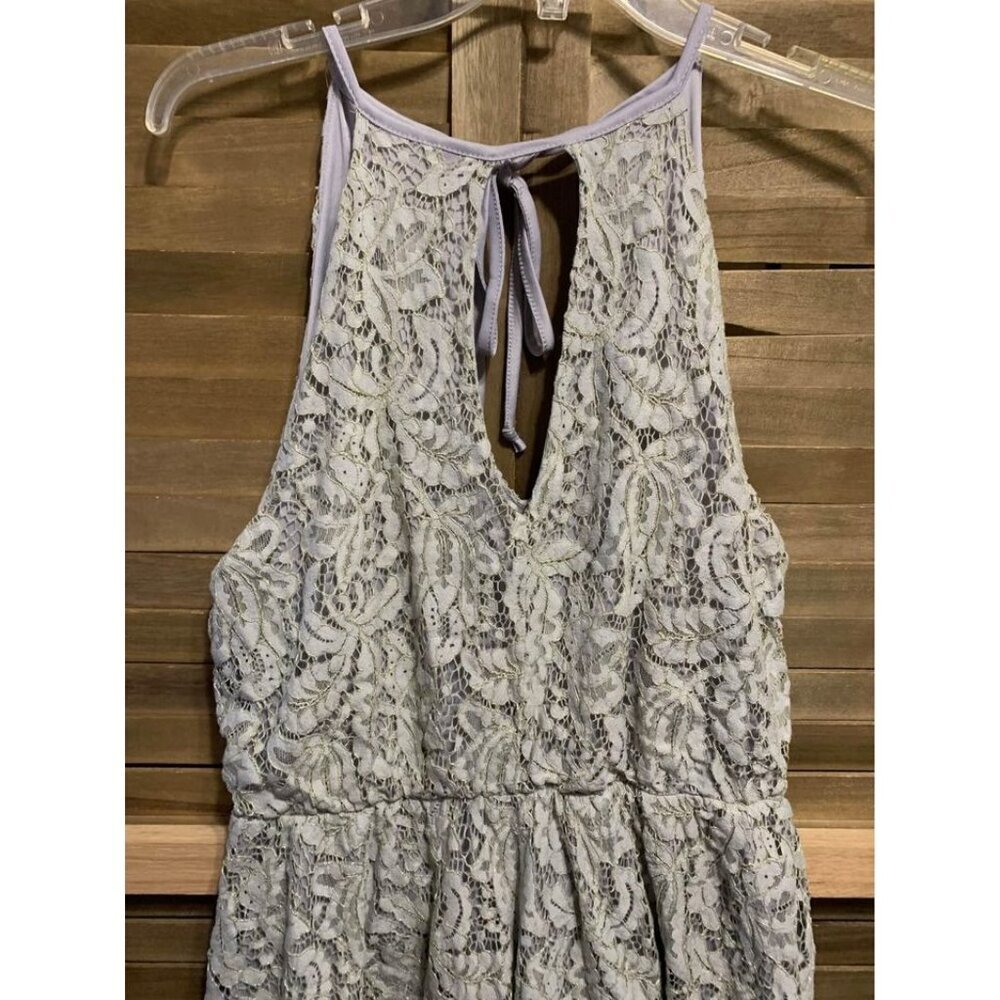 Embrace Lined Lace Party Dress Boho Cottage Y2K Gray Size Large - Picture 2 of 8
